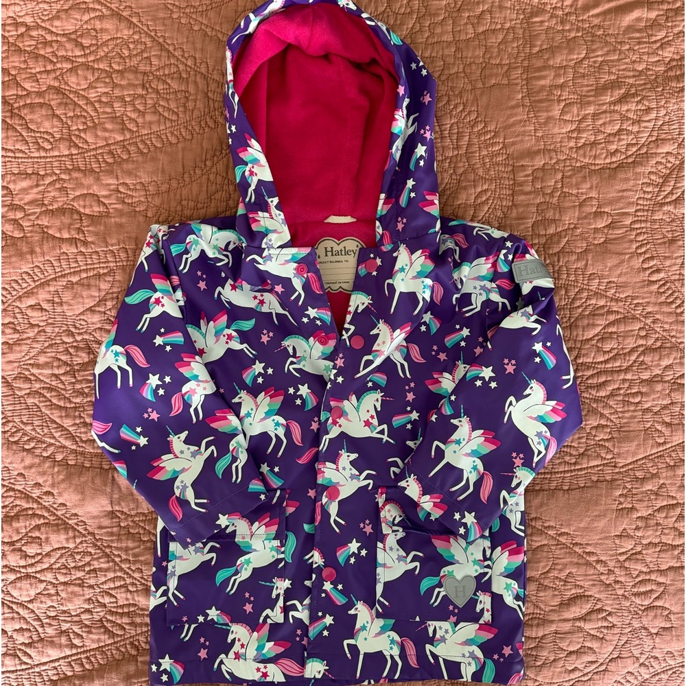 Hatley Unicorn Raincoat Size 4